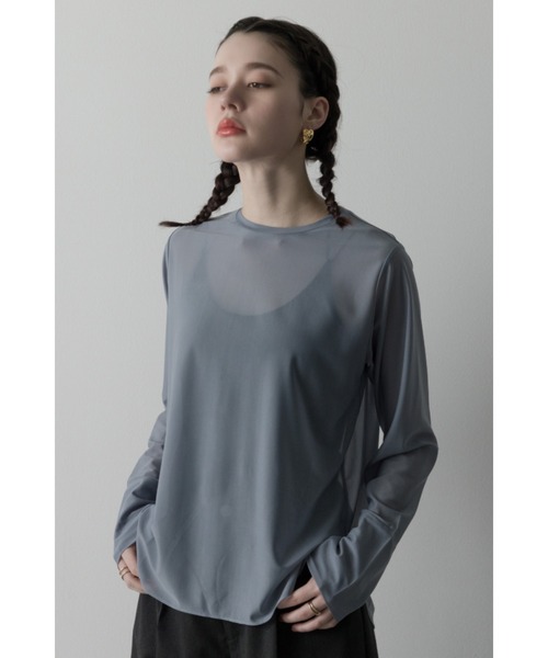 Limue（リミュ）の「クルーネックシアカットソー（Tシャツ/カットソー・レディース・ブルーグレー/アイボリー/ブラック・FREE）」の3枚目の写真