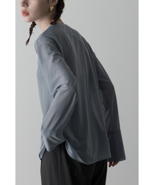 Limue（リミュ）の「クルーネックシアカットソー（Tシャツ/カットソー・レディース・ブルーグレー/アイボリー/ブラック・FREE）」の5枚目の写真