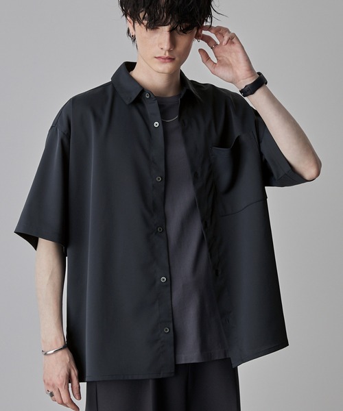 テアトラ 半袖シャツ カートリッジシャツ オーバーサイズ ブラック M CARTRIDGE SHIRT S/S DR | TEATORA(テアトラ) / トップス 半袖