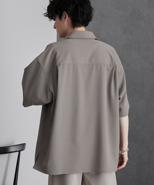 セール】綾トロミ オーバーサイズドレープリラクシング半袖シャツ