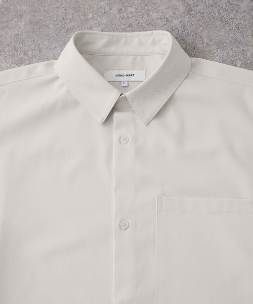 MONO-MART（モノマート）の「綾トロミ オーバーサイズドレープリラクシング半袖シャツ（シャツ/ブラウス・メンズ・アイボリー/ブラック/ブルーグレー/ブルーグリーン/チャコール/モカ/ダークブラウン/ダークネイビー/ライトグレー/バーガンディー・M/L）」の21枚目の写真