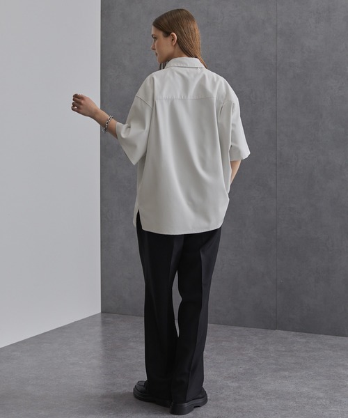 セール】綾トロミ オーバーサイズドレープリラクシング半袖シャツ