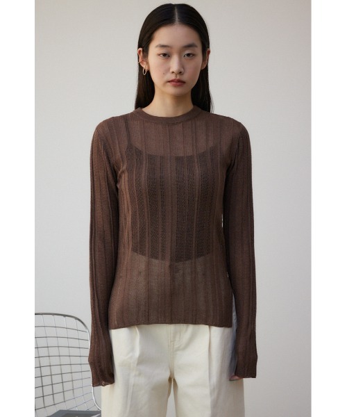 AZUL by moussy(アズールバイマウジー)の「シアーランダムニットトップス(ニット/セーター・レディース・ミント/ブラウン/チャコールグレー・FREE)」の17枚目の写真