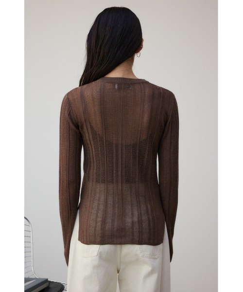 AZUL by moussy(アズールバイマウジー)の「シアーランダムニットトップス(ニット/セーター・レディース・ミント/ブラウン/チャコールグレー・FREE)」の19枚目の写真