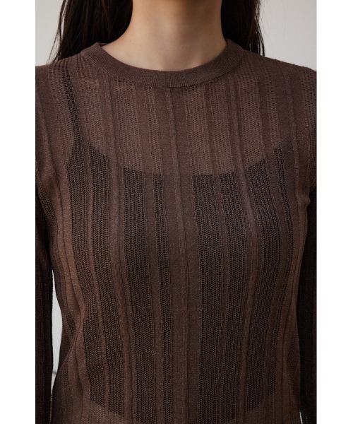 AZUL by moussy(アズールバイマウジー)の「シアーランダムニットトップス(ニット/セーター・レディース・ミント/ブラウン/チャコールグレー・FREE)」の20枚目の写真