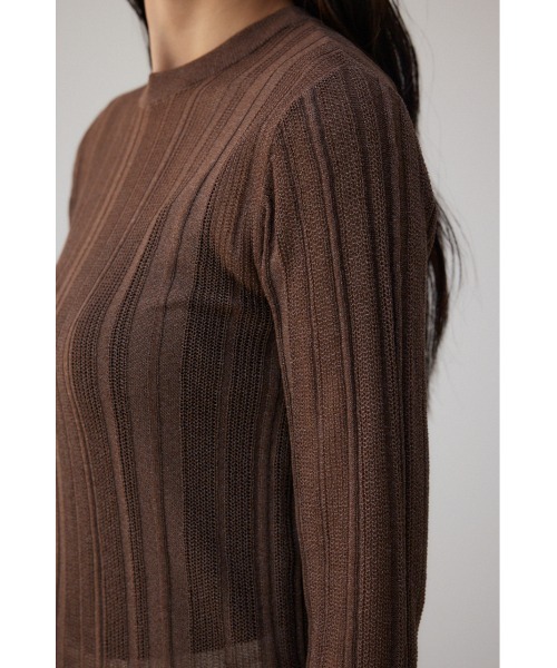 AZUL by moussy(アズールバイマウジー)の「シアーランダムニットトップス(ニット/セーター・レディース・ミント/ブラウン/チャコールグレー・FREE)」の21枚目の写真