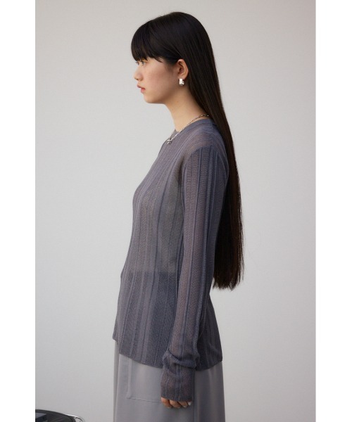 AZUL by moussy(アズールバイマウジー)の「シアーランダムニットトップス(ニット/セーター・レディース・ミント/ブラウン/チャコールグレー・FREE)」の8枚目の写真