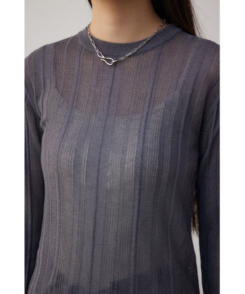 AZUL by moussy(アズールバイマウジー)の「シアーランダムニットトップス(ニット/セーター・レディース・ミント/ブラウン/チャコールグレー・FREE)」の10枚目の写真