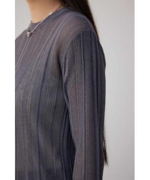 AZUL by moussy(アズールバイマウジー)の「シアーランダムニットトップス(ニット/セーター・レディース・ミント/ブラウン/チャコールグレー・FREE)」の11枚目の写真