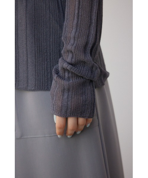 AZUL by moussy(アズールバイマウジー)の「シアーランダムニットトップス(ニット/セーター・レディース・ミント/ブラウン/チャコールグレー・FREE)」の12枚目の写真