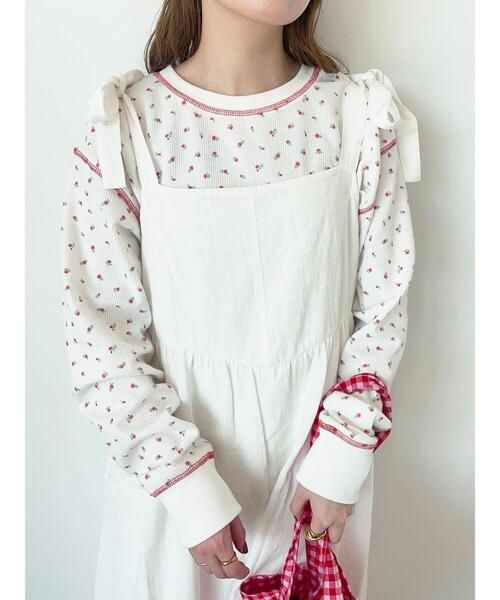 ehka sopo(エヘカソポ)の「花柄ワッフルカットソー(Tシャツ/カットソー・レディース・イエロー/サックスブルー/レッド・F)」の3枚目の写真