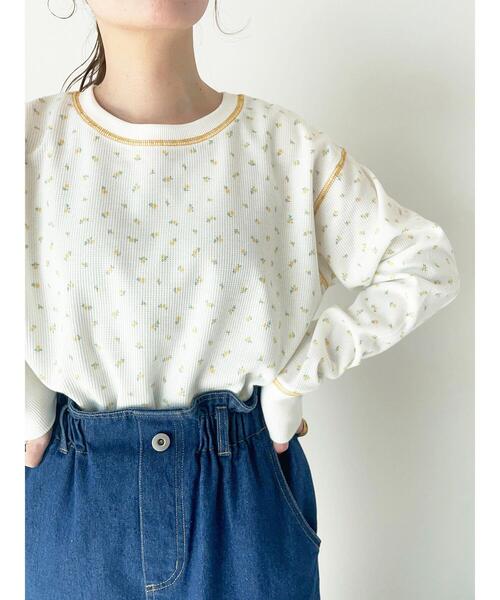 ehka sopo(エヘカソポ)の「花柄ワッフルカットソー(Tシャツ/カットソー・レディース・イエロー/サックスブルー/レッド・F)」の7枚目の写真