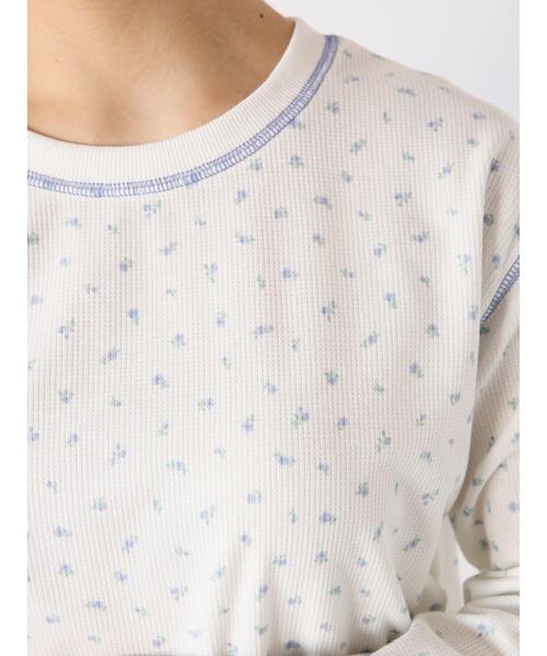 ehka sopo(エヘカソポ)の「花柄ワッフルカットソー(Tシャツ/カットソー・レディース・イエロー/サックスブルー/レッド・F)」の2枚目の写真