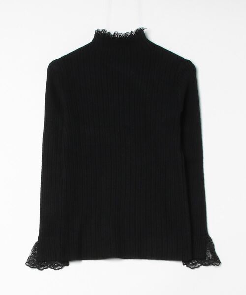 Per sist ence(パーシエンス)の「レース付モックネックアイレットニット(Tシャツ/カットソー・レディース・アイボリー/ブラック/ホワイト・FREE)」の4枚目の写真
