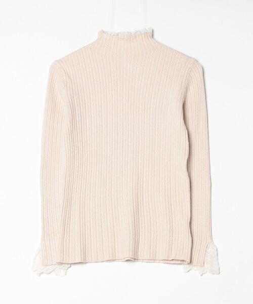 Per sist ence(パーシエンス)の「レース付モックネックアイレットニット(Tシャツ/カットソー・レディース・アイボリー/ブラック/ホワイト・FREE)」の10枚目の写真