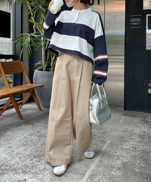 etsinta(エシンタ)の「【etsinta/エシンタ】リメイククロップドラガーシャツ(Tシャツ/カットソー・レディース・ピンク/ネイビー・ONE SIZE)」の9枚目の写真