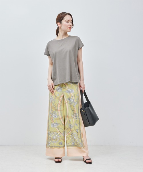 ROPE'（ロペ）の「【洗える】【一部カラー接触冷感】アームレットTシャツ（Tシャツ/カットソー・レディース・ブラック/ホワイト/レンガ/ホワイト系その他/グレー・FREE）」の14枚目の写真