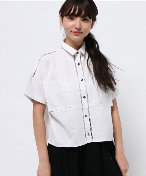 DAMMY（ダミー）の「DAMMY/BIG5分袖シャツ（シャツ/ブラウス・レディース・ブルー/ホワイト・FREE）」の2枚目の写真