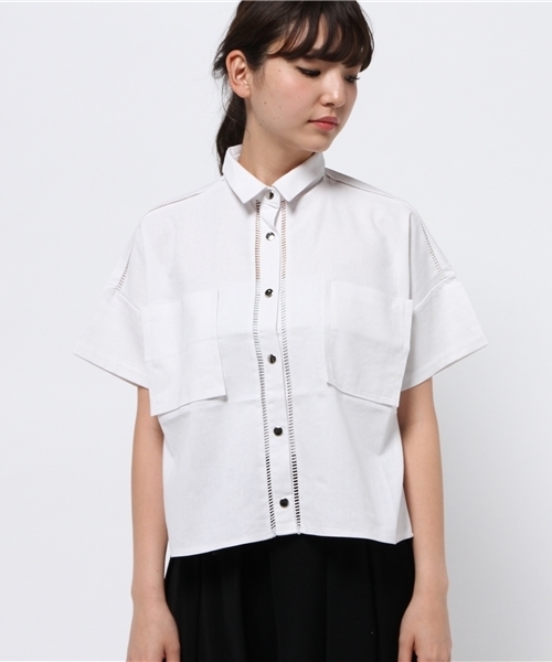 DAMMY（ダミー）の「DAMMY/BIG5分袖シャツ（シャツ/ブラウス・レディース・ブルー/ホワイト・FREE）」の3枚目の写真