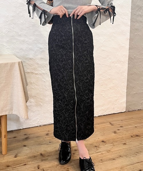 セール】ふくれジャガードダブルジッパースカート（スカート