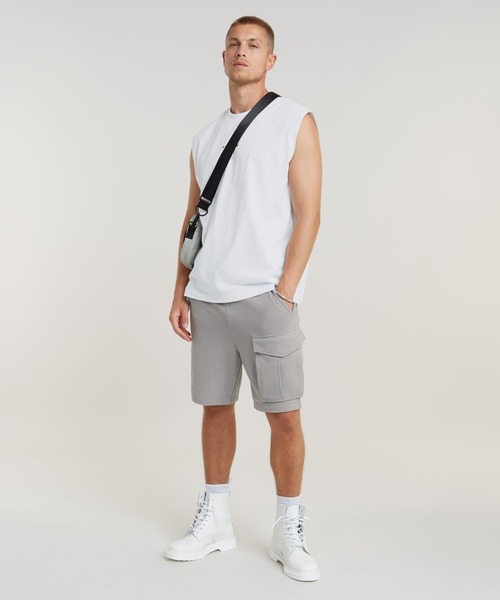 G-STAR（ジースター）の「BOXY SLEEVELESS T-SHIRT/オーバーサイズロゴノースリーブ（タンクトップ・メンズ・ホワイト・X-SMALL/X-LARGE/LARGE/SMALL/MEDIUM）」の5枚目の写真