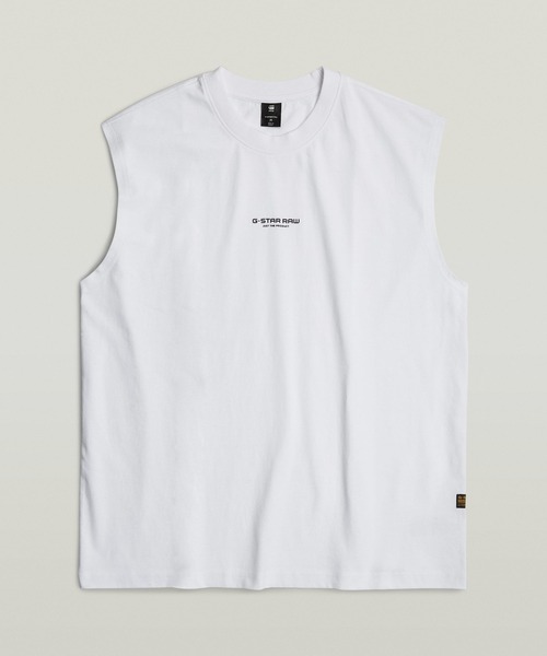 G-STAR（ジースター）の「BOXY SLEEVELESS T-SHIRT/オーバーサイズロゴノースリーブ（タンクトップ・メンズ・ホワイト・X-SMALL/X-LARGE/LARGE/SMALL/MEDIUM）」の6枚目の写真