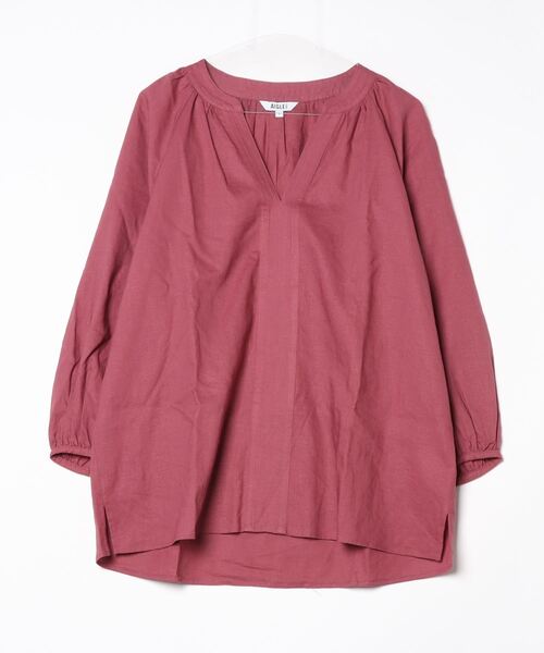 AIGLE(エーグル)の「リネンビスコース ボリュームスリーブ スキッパーブラウス(シャツ/ブラウス・レディース・チェリーレッド/ホワイト・L/XS/M/S)」の4枚目の写真