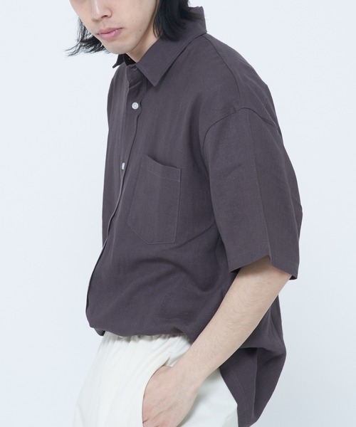 ROUGH TRADE（ラフトレード）の「麻レーヨン 半袖レギュラーカラーシャツ(M1)（シャツ/ブラウス・メンズ・イエロー/アイボリー/ミント/チャコールグレー・X-LARGE/LARGE/MEDIUM）」の3枚目の写真
