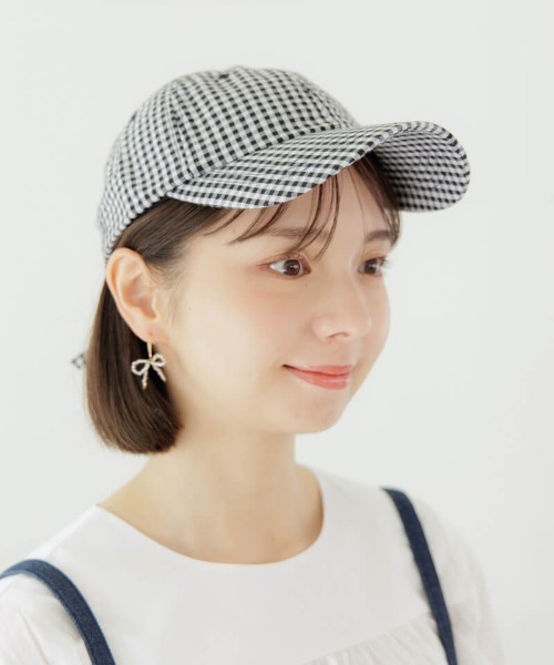 flower(フラワー)の「ギンガムキャップ(キャップ・レディース・ベージュ/ブラック・FREE)」の4枚目の写真
