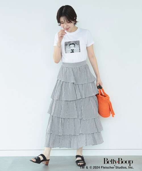 Ray BEAMS(レイビームス)の「Ray BEAMS / シアー ギンガム ティアード スカート(スカート・レディース・ホワイト/ブラック・0/1)」の9枚目の写真