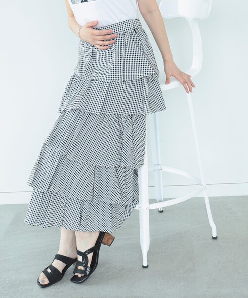 Ray BEAMS(レイビームス)の「Ray BEAMS / シアー ギンガム ティアード スカート(スカート・レディース・ホワイト/ブラック・0/1)」の22枚目の写真