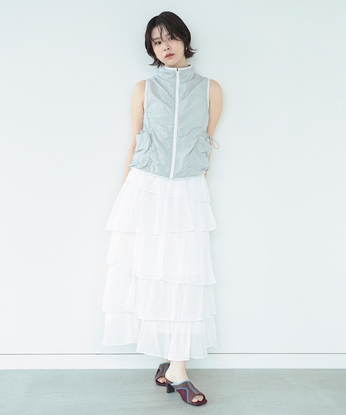 Ray BEAMS(レイビームス)の「Ray BEAMS / シアー ギンガム ティアード スカート(スカート・レディース・ホワイト/ブラック・0/1)」の14枚目の写真