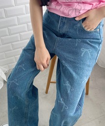 Loueme | メニーリボンプリントデニムパンツ(デニムパンツ)