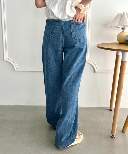 Loueme（ルエム）の「メニーリボンプリントデニムパンツ（デニムパンツ・レディース・ブルー・S/M）」の10枚目の写真