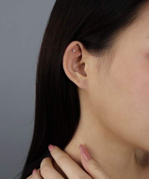 e.m. 片耳用ピアス 2点セット シルバー925 ジルコニア セール】【金属アレルギー対応】 ジルコニア ポイントピアス（片耳用