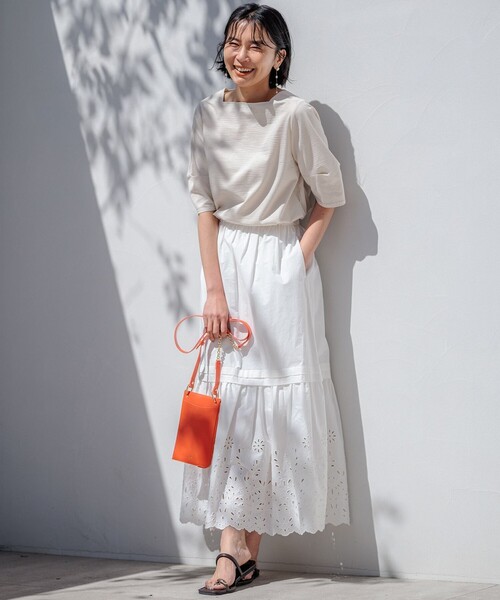 23区 L（ニジュウサンクオオキイサイズ）の「【洗える】ライトリンクルジャージー カットソー（Tシャツ/カットソー・レディース・ネイビー系1/ベージュ系1/ネイビー系・44/46/48）」の14枚目の写真