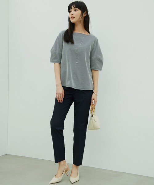 23区 L（ニジュウサンクオオキイサイズ）の「【洗える】ライトリンクルジャージー カットソー（Tシャツ/カットソー・レディース・ネイビー系1/ベージュ系1/ネイビー系・44/46/48）」の15枚目の写真
