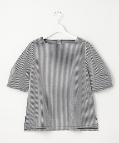23区 L（ニジュウサンクオオキイサイズ）の「【洗える】ライトリンクルジャージー カットソー（Tシャツ/カットソー・レディース・ネイビー系1/ベージュ系1/ネイビー系・44/46/48）」の4枚目の写真
