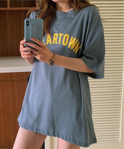 Miniministore(ミニミニストア)の「半袖Tシャツ レディース 韓国 英字ロゴ(Tシャツ/カットソー・レディース・ホワイト/ピンク/ブルーグレー・FREE)」の13枚目の写真
