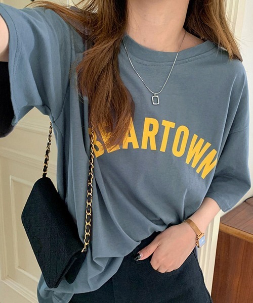 Miniministore(ミニミニストア)の「半袖Tシャツ レディース 韓国 英字ロゴ(Tシャツ/カットソー・レディース・ホワイト/ピンク/ブルーグレー・FREE)」の14枚目の写真
