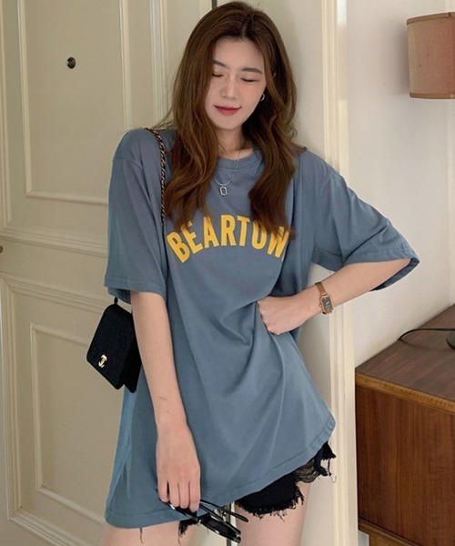 Miniministore(ミニミニストア)の「半袖Tシャツ レディース 韓国 英字ロゴ(Tシャツ/カットソー・レディース・ホワイト/ピンク/ブルーグレー・FREE)」の16枚目の写真