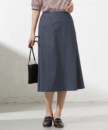 【洗える】麻ポリエステルストレッチ スカート