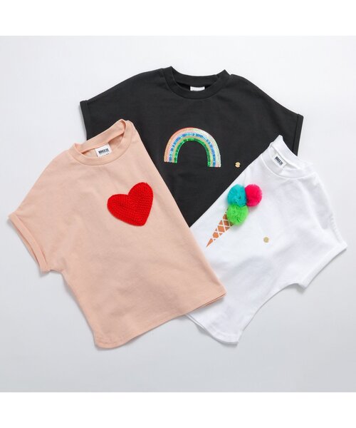 BREEZE(ブリーズ)の「モチーフギミックTシャツ(Tシャツ/カットソー・キッズ・オフホワイト/ピンク/チャコール・80/90/100/110/120/130/140)」の4枚目の写真