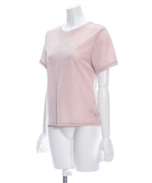 clear（クリア）の「ラメ刺繍ロゴTシャツ（Tシャツ/カットソー・レディース・シルバー/ブラック/ピンク・F）」の4枚目の写真