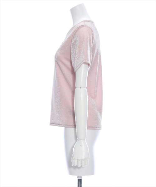 clear（クリア）の「ラメ刺繍ロゴTシャツ（Tシャツ/カットソー・レディース・シルバー/ブラック/ピンク・F）」の5枚目の写真