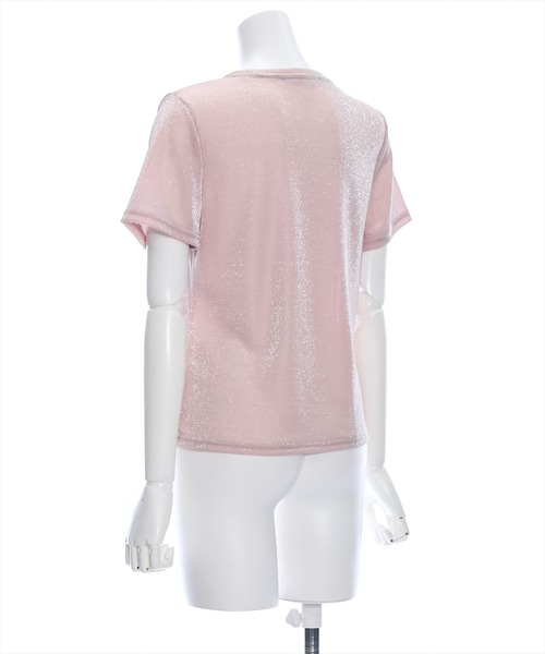 clear（クリア）の「ラメ刺繍ロゴTシャツ（Tシャツ/カットソー・レディース・シルバー/ブラック/ピンク・F）」の6枚目の写真