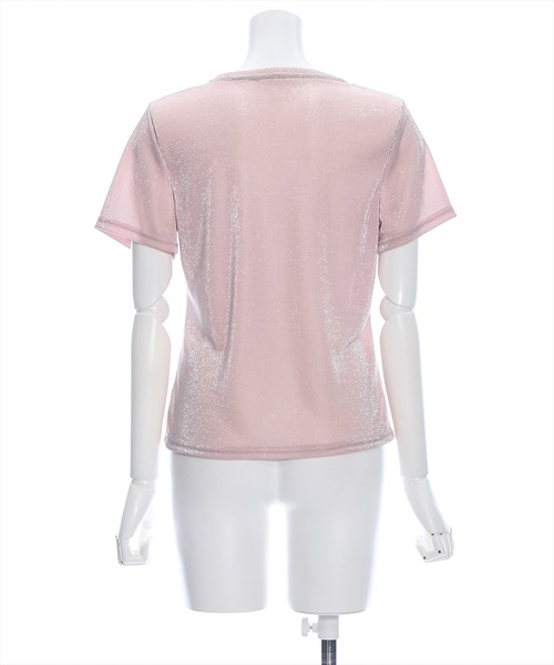 clear（クリア）の「ラメ刺繍ロゴTシャツ（Tシャツ/カットソー・レディース・シルバー/ブラック/ピンク・F）」の7枚目の写真