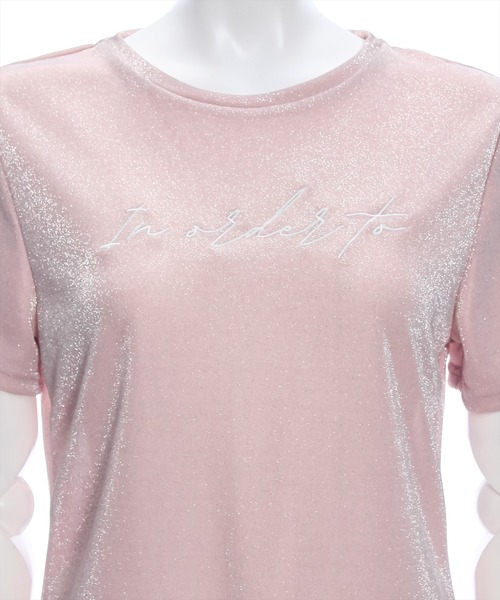 clear（クリア）の「ラメ刺繍ロゴTシャツ（Tシャツ/カットソー・レディース・シルバー/ブラック/ピンク・F）」の9枚目の写真