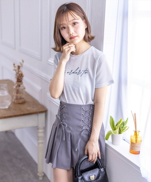 clear（クリア）の「ラメ刺繍ロゴTシャツ（Tシャツ/カットソー