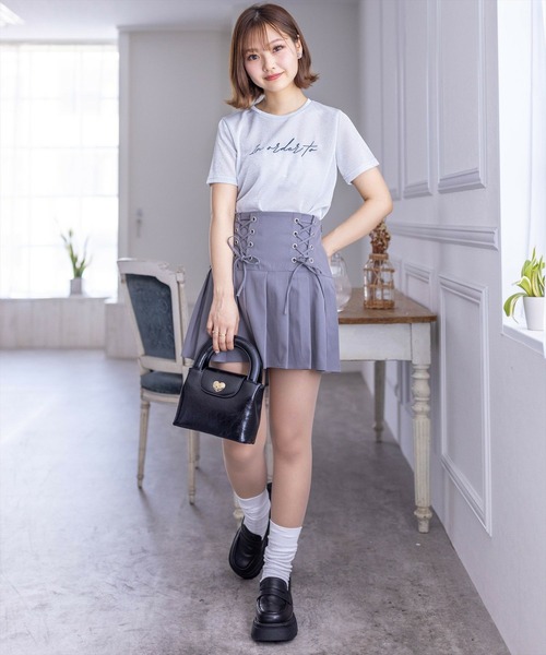 clear（クリア）の「ラメ刺繍ロゴTシャツ（Tシャツ/カットソー・レディース・シルバー/ブラック/ピンク・F）」の14枚目の写真